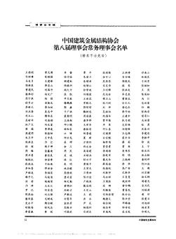 中国建筑金属结构协会第八届理事会常务理事会名单
