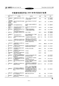 中国畜牧兽医学会2009年学术活动计划表