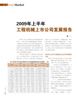 2009年上半年工程机械上市公司发展报告