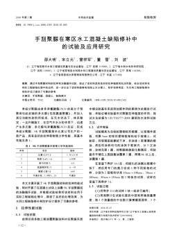 手刮聚脲在寒区水工混凝土缺陷修补中的试验及应用研究