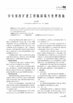 辛安泉改扩建工程隧洞塌方处理措施