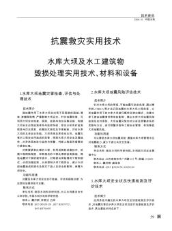 水库大坝及水工建筑物毁损处理实用技术、材料和设备