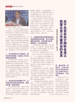 关于北京总会计师协会成立民营企业工作委员会的发言