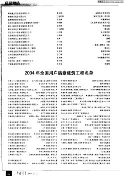 2004年全國用戶滿意建筑工程名單