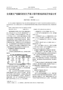 合成氨生产能量系统优化节能工程环境效益和经济效益分析