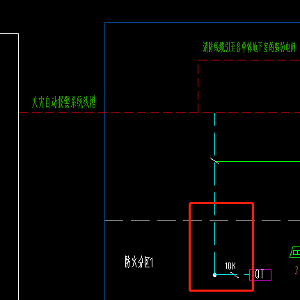  求解：消防桥架至气体灭火系统的线1Qk在火灾报警系统图中的含义是什么？