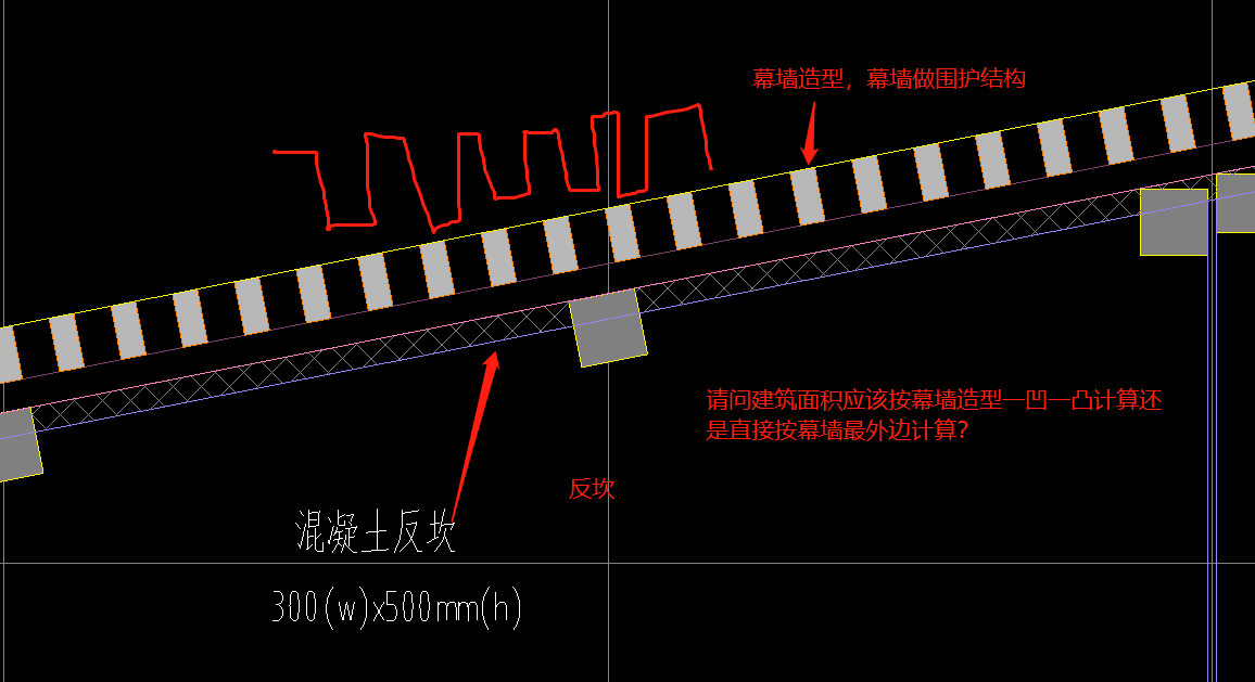  幕墙作为围护结构，建筑面积如何界定：按外边界还是凹凸造型？