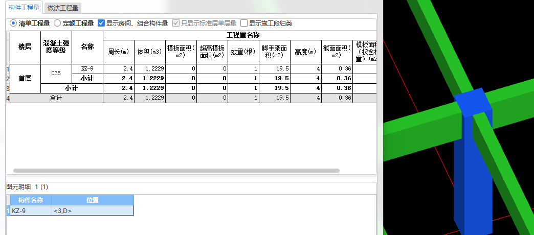 我在计算工程量时，如何确定柱子不带模板的部分？