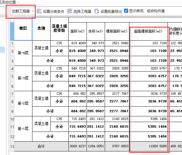 可以直接根据超高模板定额计算工程量吗？为何地下一层高度3.35米时，墙体模板工程量巨大？