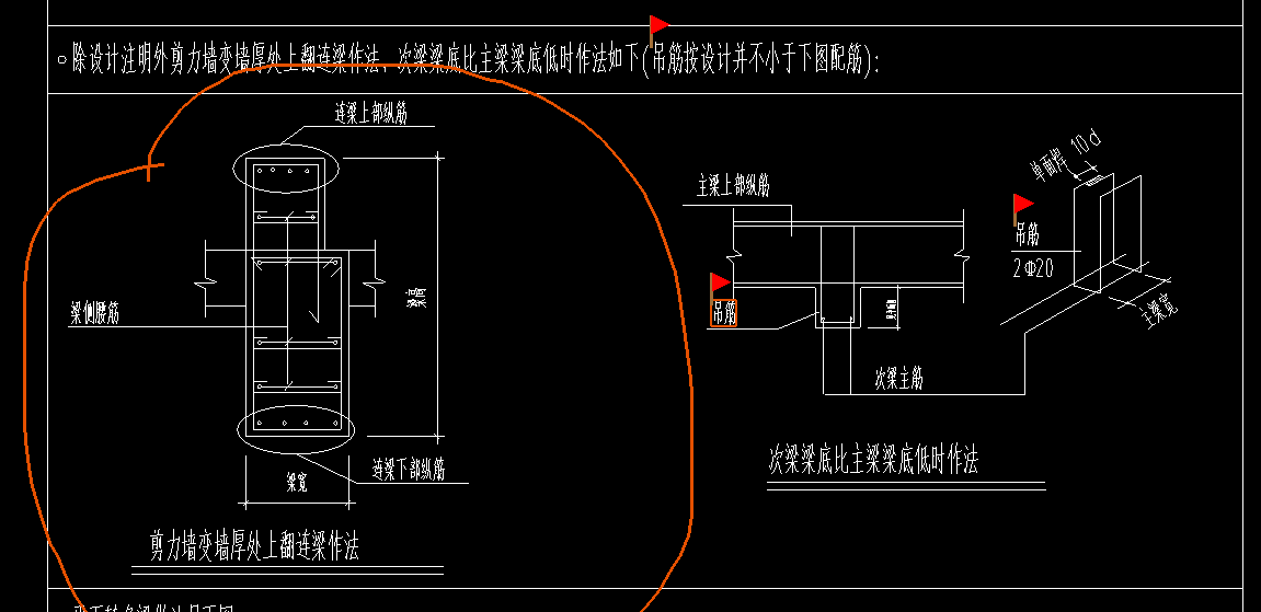  如何根据图一和图二识别梁板上的吊筋位置，尽管图纸中未标注？