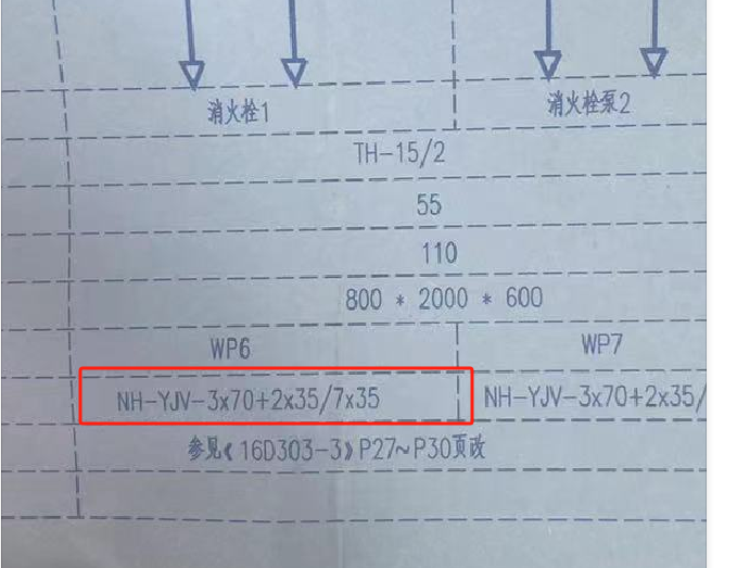  确认：NH-YJV 电缆的(3x70)和2x35/7x35规格组合是否代表两种安装方式？