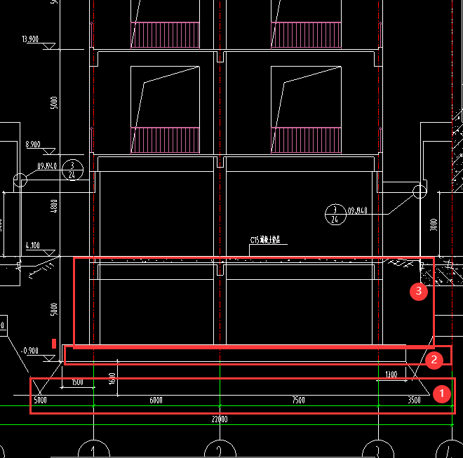  该如何确定这座建筑的占地面积参考哪条边长（1、2还是3）？
