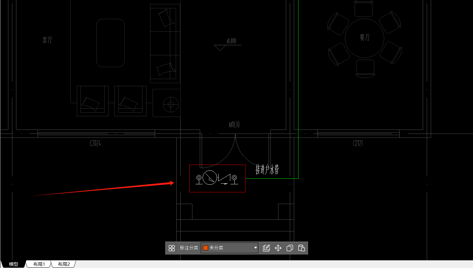  请教：地下阀门组合中红色框的含义是什么？